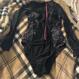 Torrid Black and Pink Floral Swimsuit